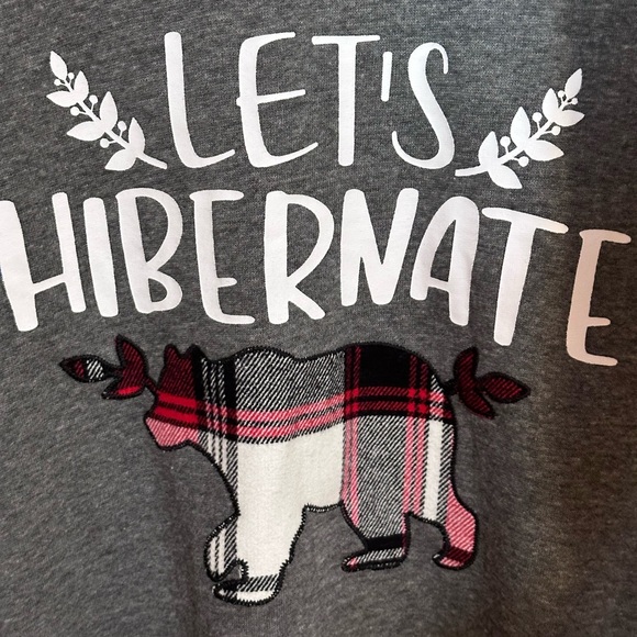 Maurice’s “let’s hibernate” leggings cut sweatshirt NWT sz large - Picture 2 of 5